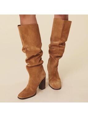 SPELL Cha Cha Slouch Boots Tan Suede Size 39 Euro or 8 US